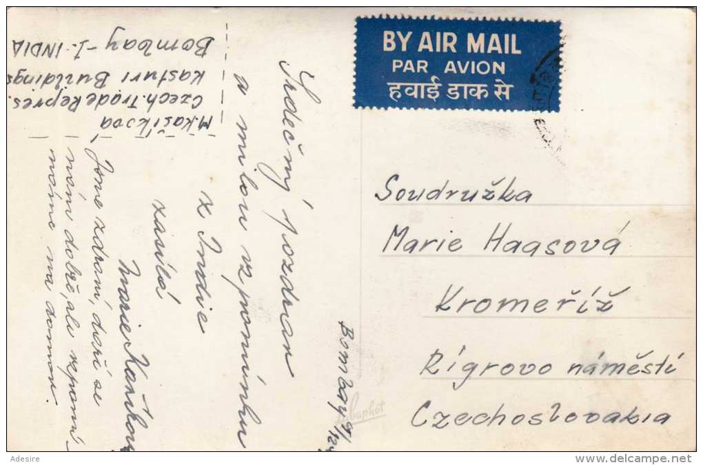 BOMBAY 1959 - V.T.STATION, Fotokarte Gel.v.Bombay &gt; Kromeriz - Indien