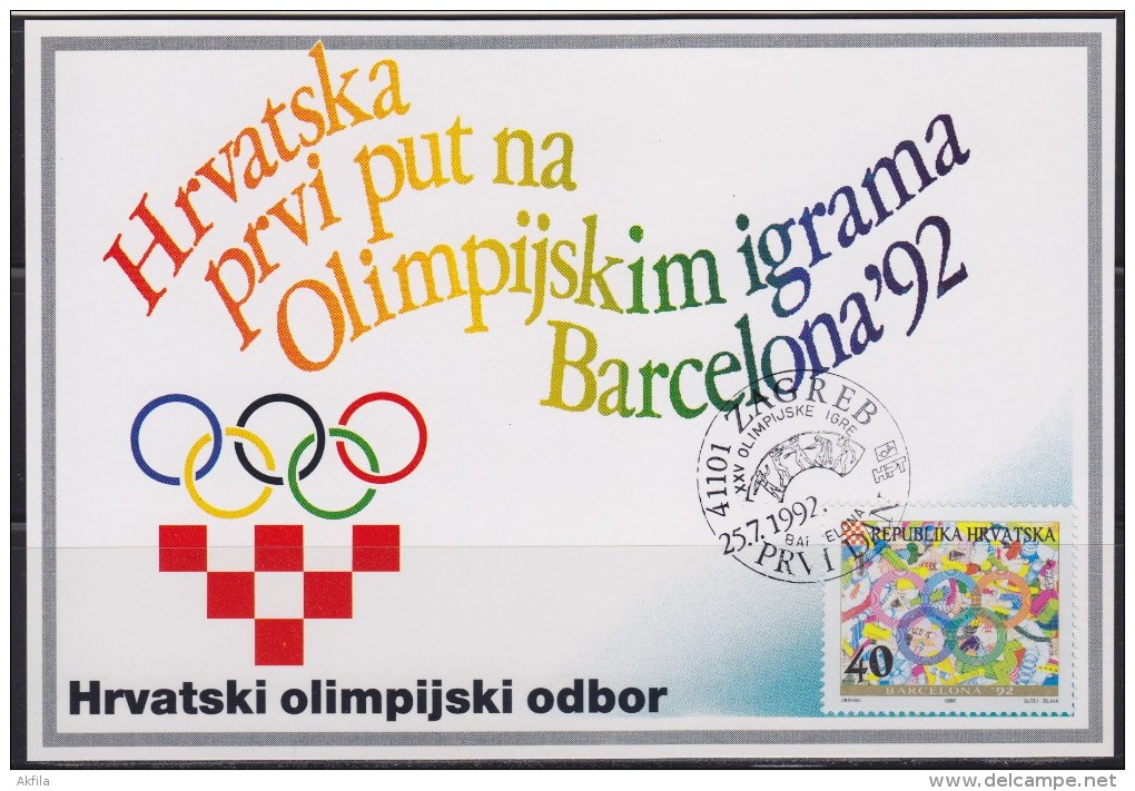 7271. Croatia, 1992, Summer Olympic Games In Barcelona, CM - Croatie