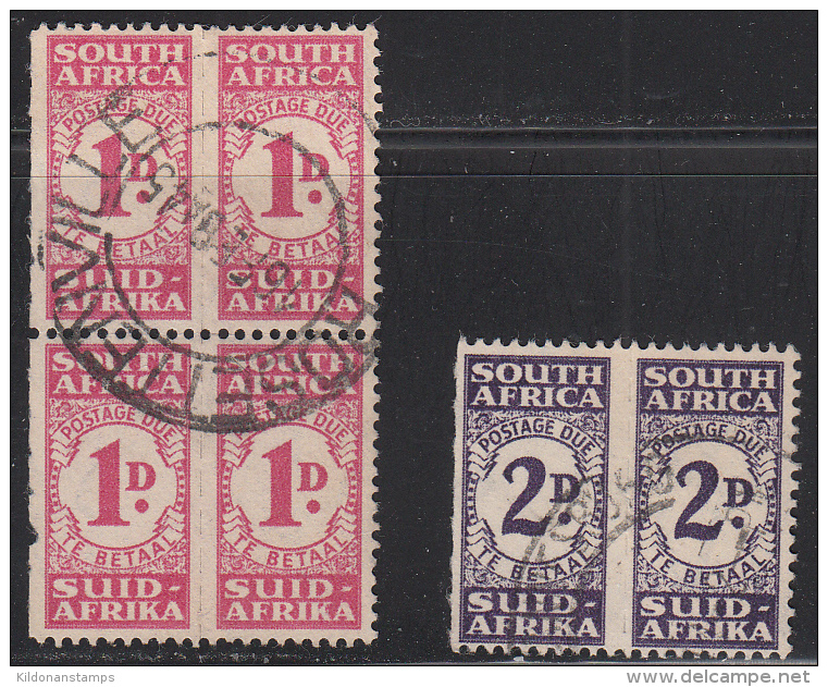 South Africa 1943-44 Postage Due, Cancelled, Sc# , SG D31 (x2) Pairs, D32a, Pair - Segnatasse