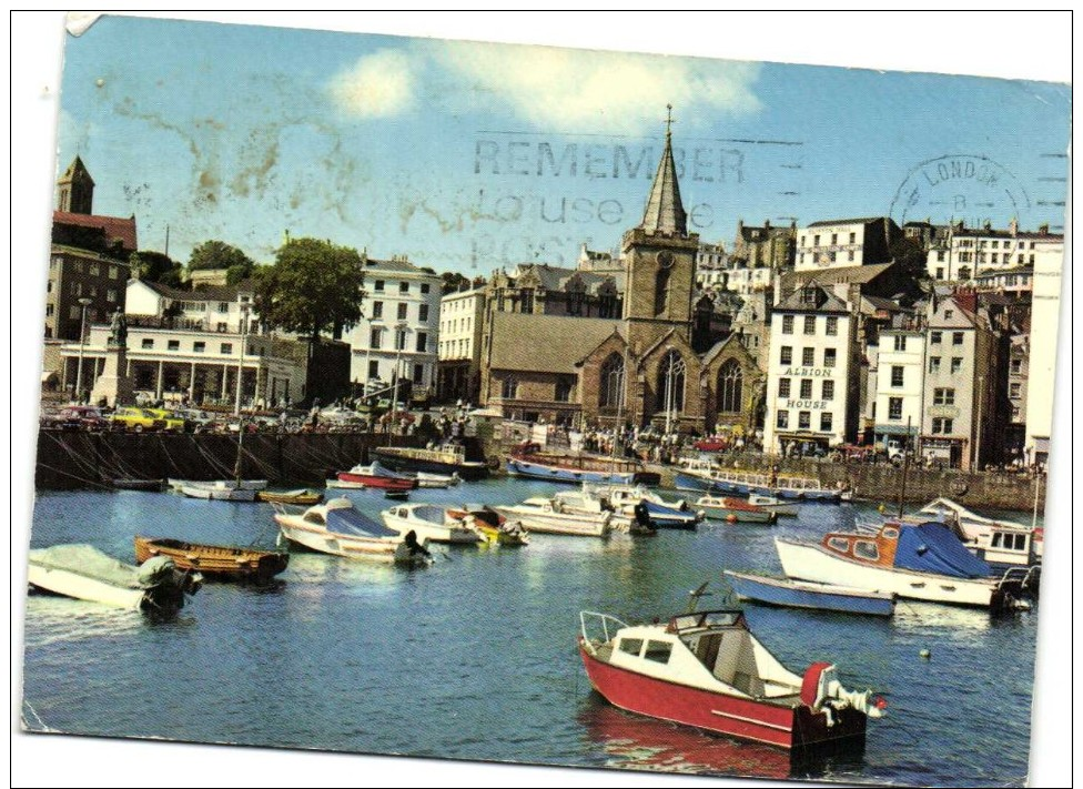 The Old Harbour And Town Church Guernsey Recto Verso Beau Timbre Avion - Guernsey