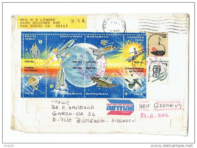 USA Brief (Erfolge Der Raumfahrt) Mi.Nr.1481-88 Komplett Auf Brief Nach Deutschland - Etats-Unis