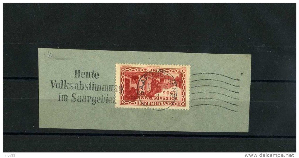 - SARRE 1920/35 . AFFRANCHISSEMENT SIMPLE DE 1935 SUR FRAGMENT . - Storia Postale