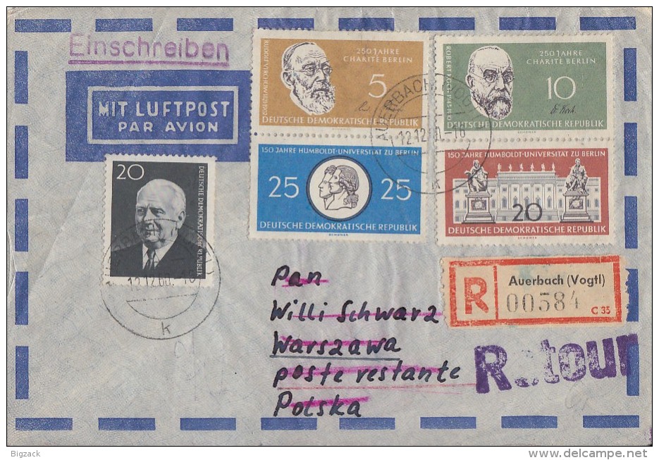 DDR Luftpost R-Brief Mif Minr.784A,795-798 Auerbach Retour Ansehen !!!!!!!!!!!! - Briefe U. Dokumente