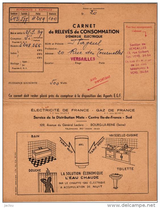 CARNET DE RELEVES DE CONSOMATION DE GAZ DE MR FLAGEUL 20 RUE DES TOURNELLES ,VERSAILLES ,A VOIR !!! REF 44009 - Non Classificati