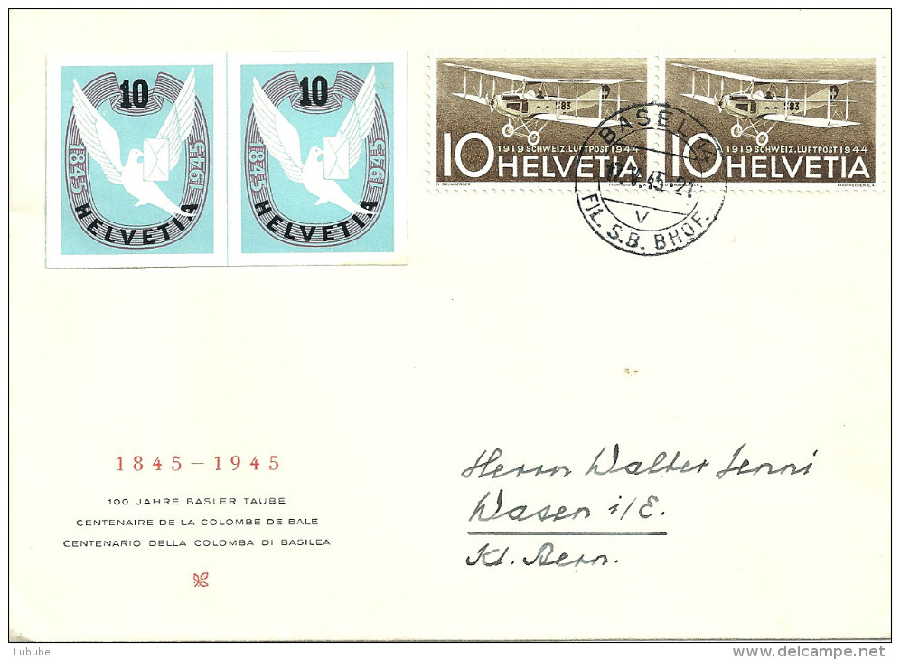 Sonderbrief  "100 Jahre Basler Taube"              1945 - Storia Postale