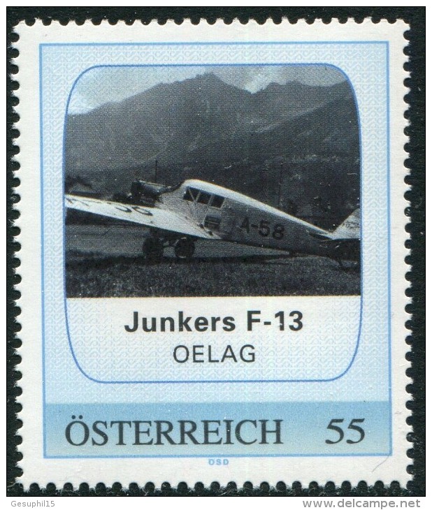 ÖSTERREICH / PM Junkers F-13 - OELAG / Postfrisch / ** - Personalisierte Briefmarken