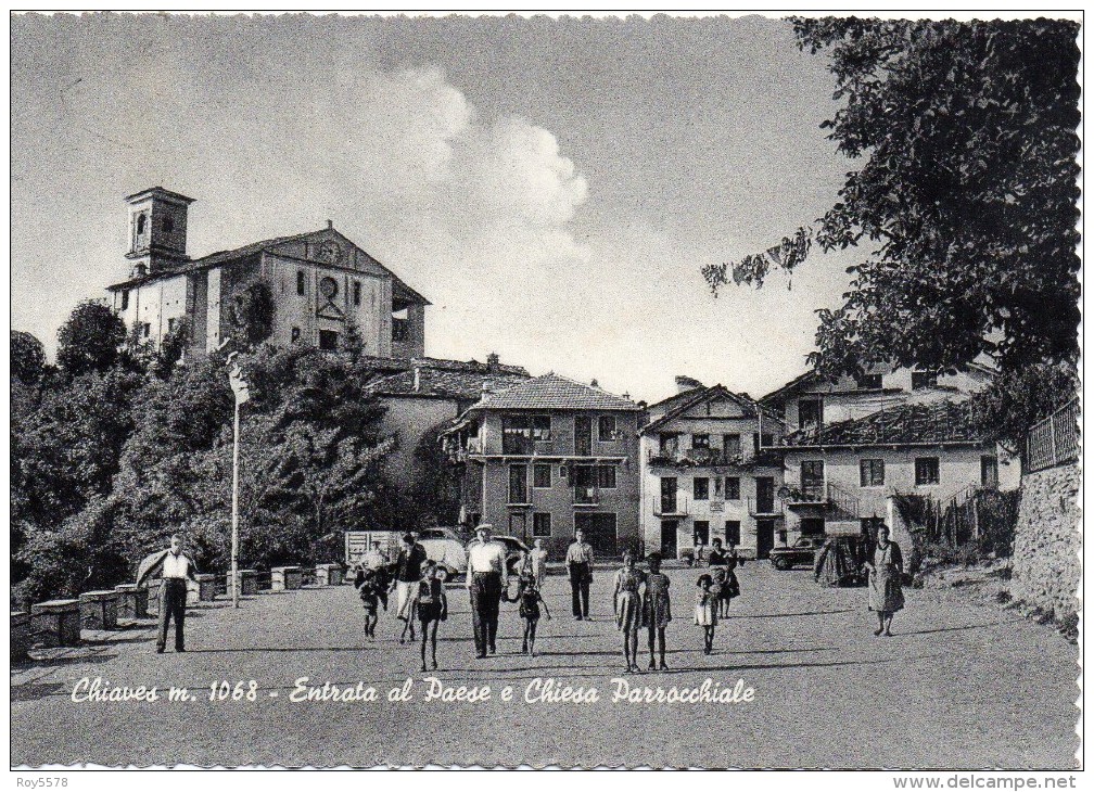 Piemonte-torino-chiaves Veduta Entrata Al Paese Animatissima Anni/50 - Altri & Non Classificati