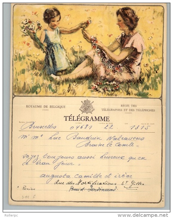 011908 LUXURY TELEGRAM # B11 F - BACK STAMPTED WITH NO RECTANGULAR TELEGRAPH CANCEL - Telegrams