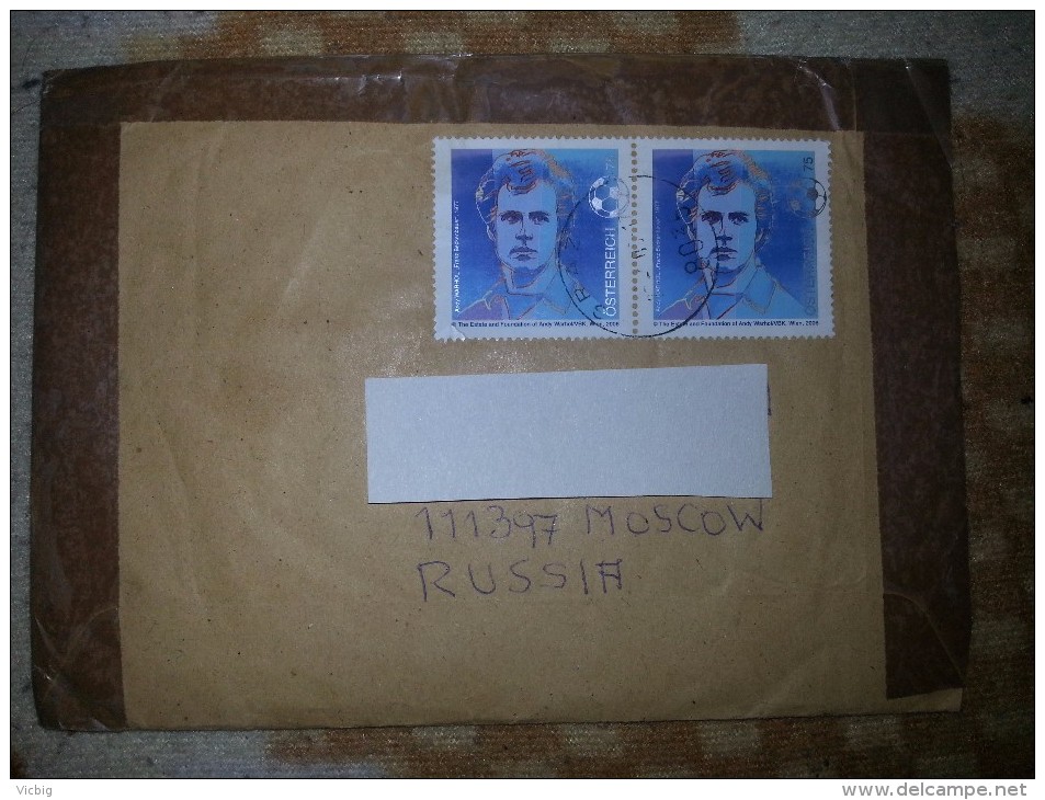 From Austria To Russia Moscow ,stamps - Football Andy Warhol Franz Beckenbauer - Covers & Documents