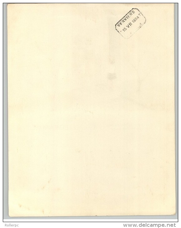 011911 LUXURY TELEGRAM # B18 (F)- BACK STAMPTED RECTANGULAR TELEGRAPH CANCEL- VERVIERS/T 15 VII 1954 T/ *   * - Telegrams