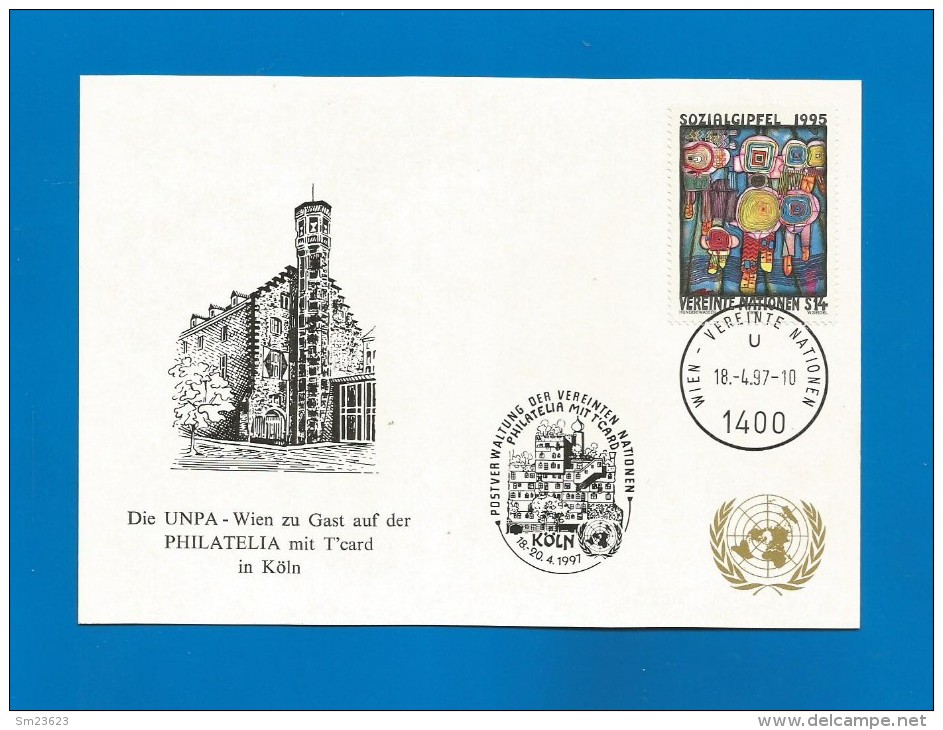 Vereinigte Nationen 1997 , Die UNPA - Wien Zu Gast Auf Der PHILATELIA Mit T'card In Köln - 18.-20.04.1997 - Cartes-maximum