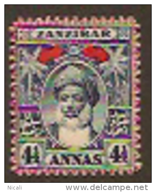 ZANZIBAR 1899 4 1/2a Blue-black SG 196 HM BN34 - Zanzibar (...-1963)