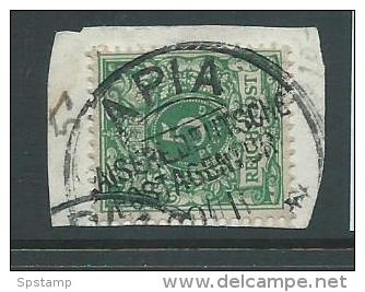 Samoa German 1890 5 Pf Dark Green Used On Piece Large Part Apia Cds - Samoa