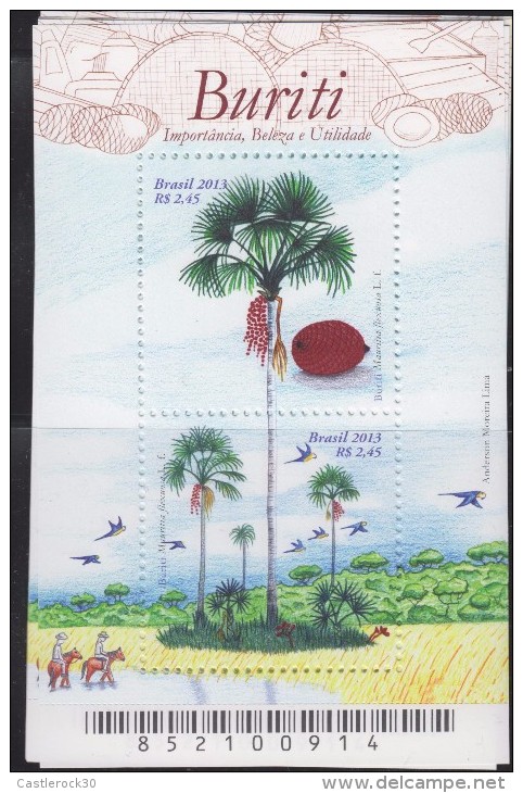 RO) 2013 BRAZIL, TREE - PALM, BURITI - PALM OF MORICHE, SOUVENIR MNH - Unused Stamps