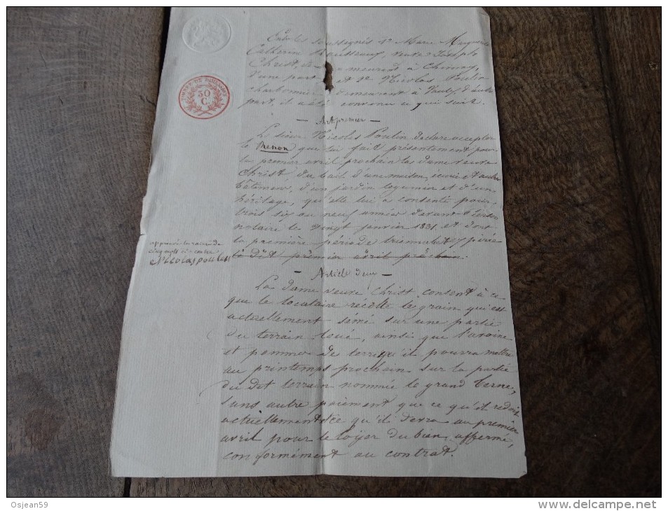 Document Du 16  Décembre 1834 Fait à Chimay - Documents