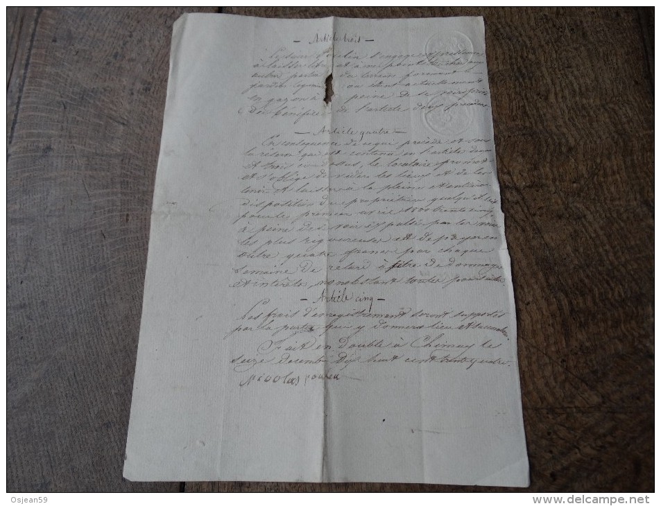 Document Du 16  Décembre 1834 Fait à Chimay - Documents