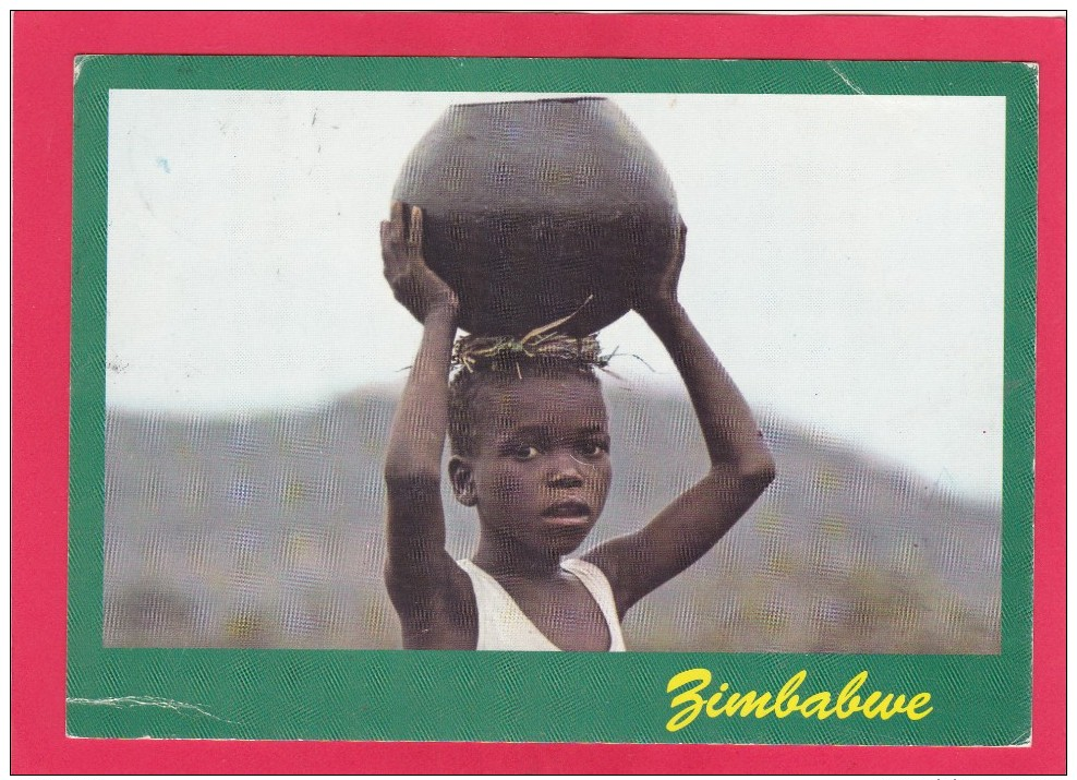 Child Carring Pot, Zimbabwe, Africa, Posted With Stamp, B. - Zimbabwe