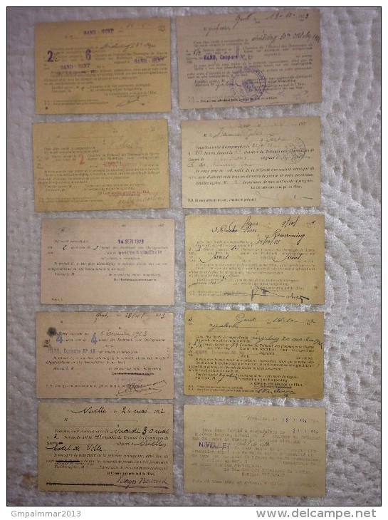 10 Postkaarten AANGETEKEND Van Tribunal Des Dommages De Guerre Resp. Van GENT (5) , MONS (2) , NIJVEL (2) En HASSELT ! - Other & Unclassified