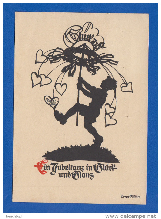 Scherenschnitt; Plischke-Karte; Ein Jubeltanz In Glück Und Glanz; 1938 - Silhouettes