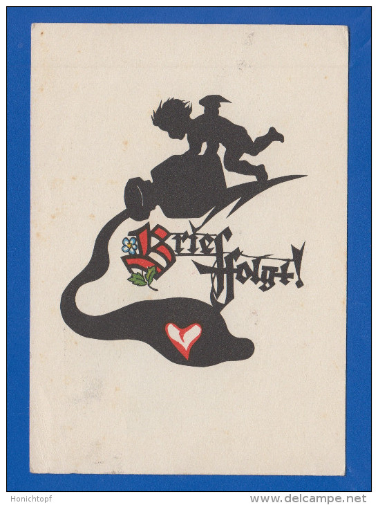 Scherenschnitt; Brief Folgt; Stempel Schleswig 1944 - Scherenschnitt - Silhouette