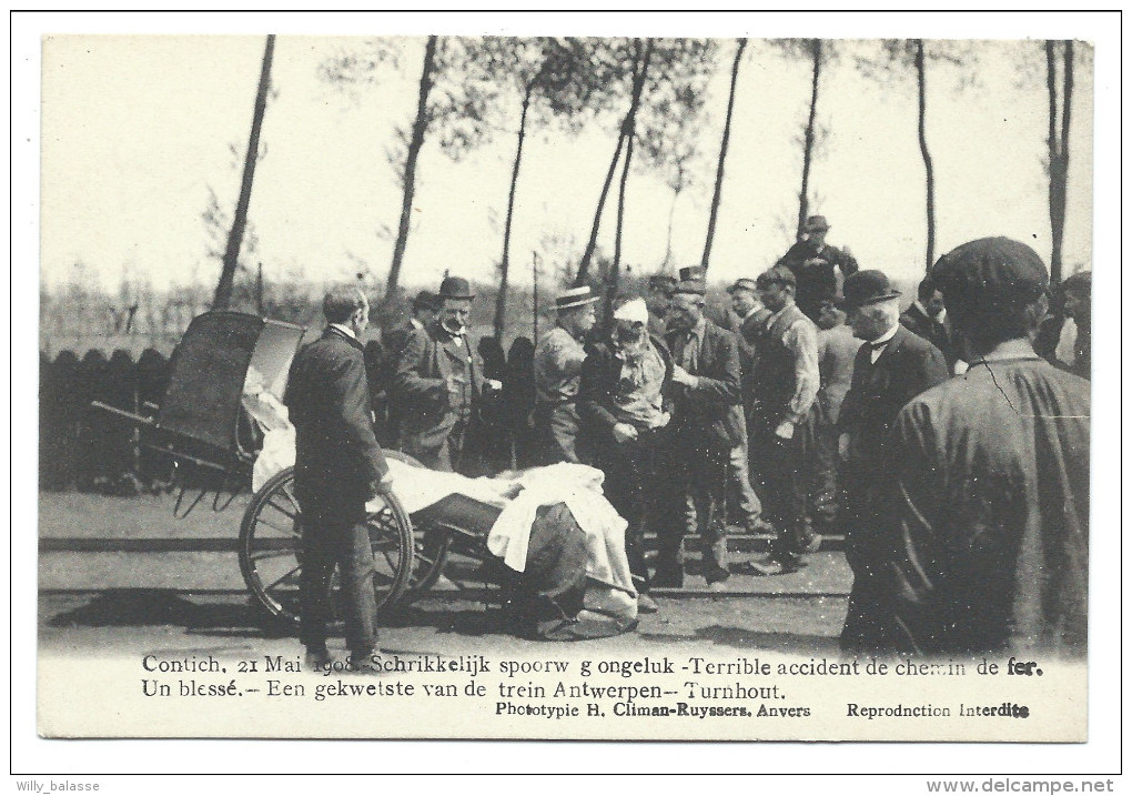 CPA - KONTICH - CONTICH 1908 - Accident Chemin De Fer - Un Blessé - Een Gekwetste Van De Trein Antwerpen -Turnhout  // - Kontich