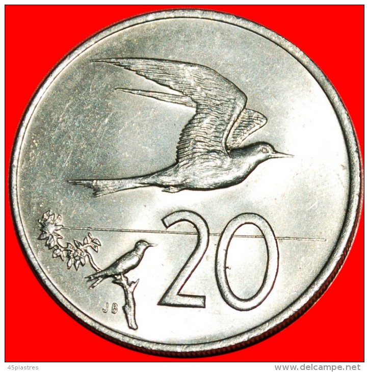 &#9733;BIRD TERN: COOK ISLANDS &#9733; 20 CENTS 1974! SMALL MINTAGE UNC! UNCOMMON!!!  LOW START&#9733;NO RESERVE! - Cook