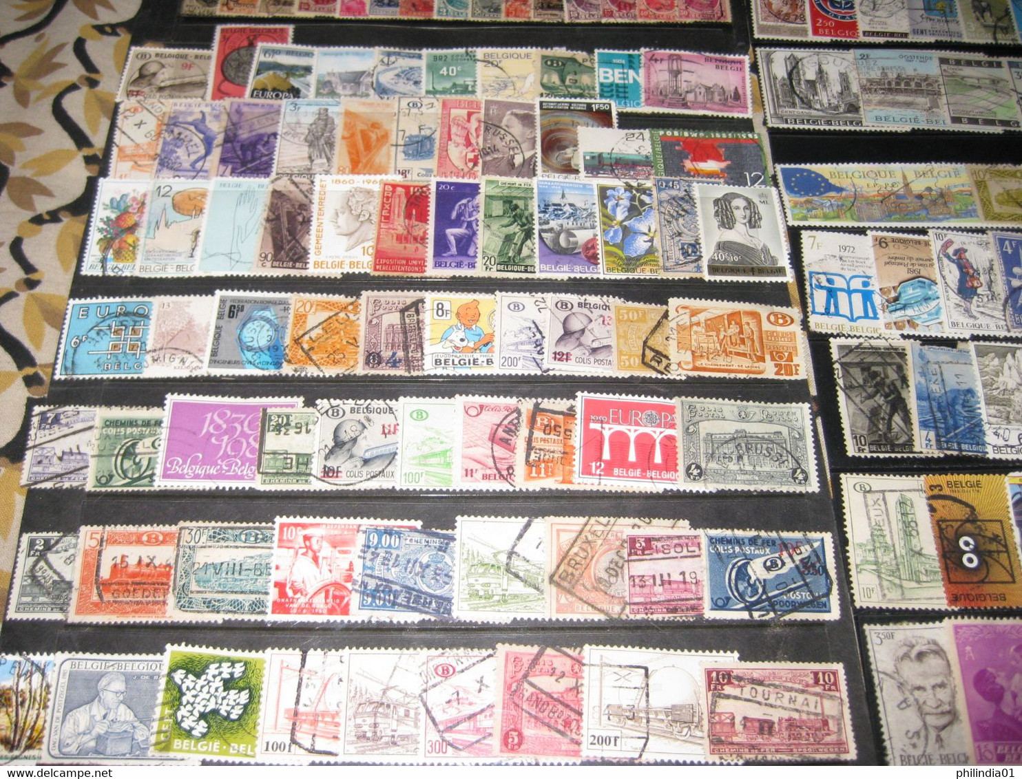 Belgium 700 Different Used Stamps On Animals Fish Flower Painting Bird Ship Mushroom Aeroplane Train Architecture Etc. - Collections