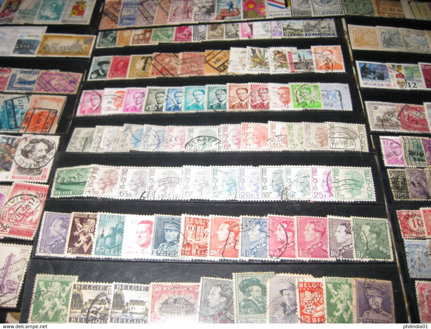 Belgium 700 Different Used Stamps on Animals Fish Flower Painting Bird Ship Mushroom Aeroplane Train Architecture etc.