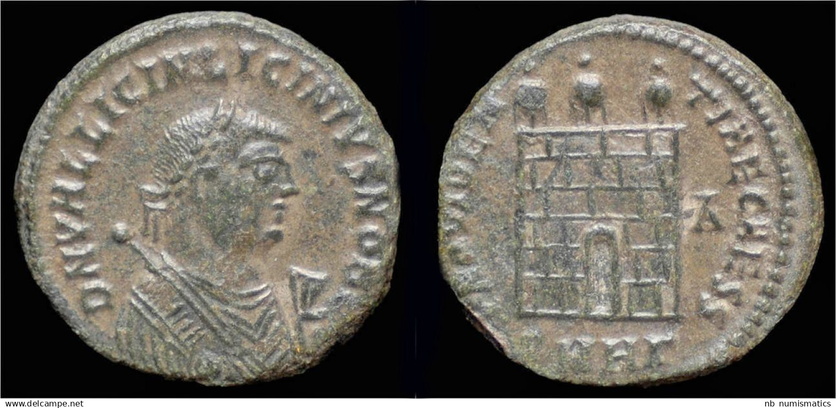 Licinius II AE Follis Camp Gate - El Imperio Christiano (307 / 363)