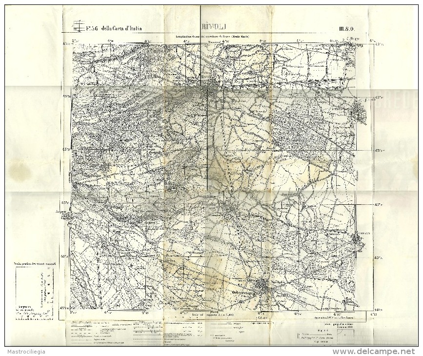 RIVOLI E Dintorni  Torino  Carta Topografica Istituto Geografico Militare  Cm 57x52 - Carte Topografiche