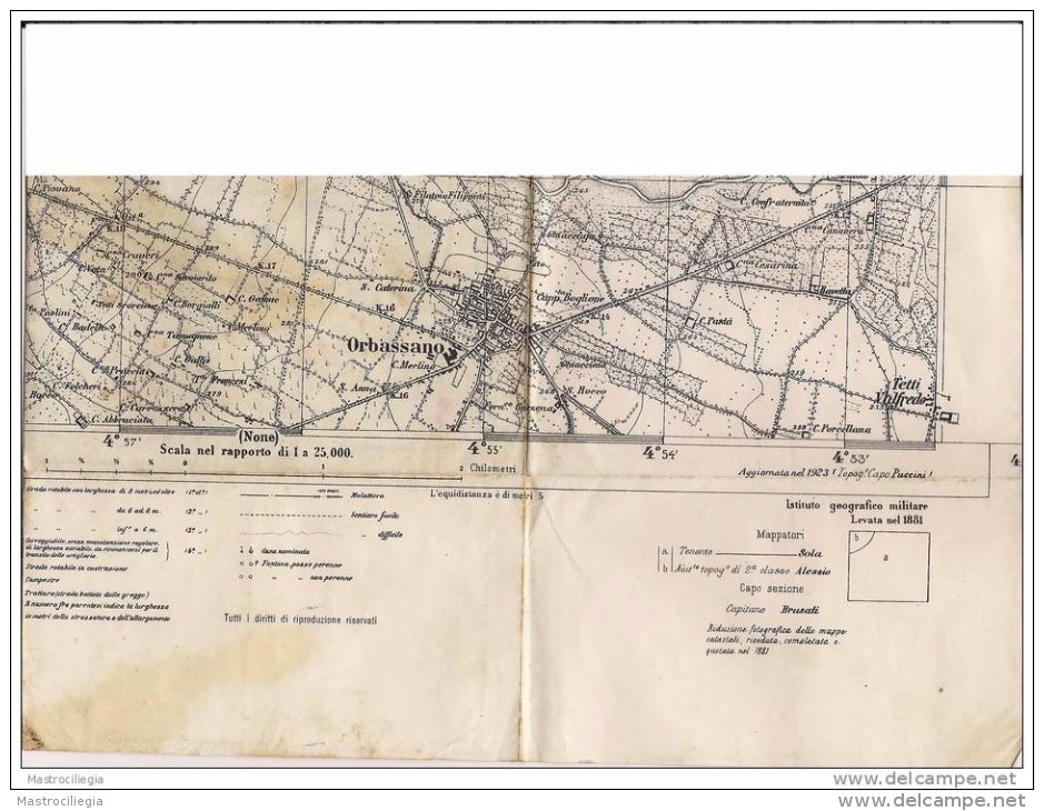 RIVOLI E Dintorni  Torino  Carta Topografica Istituto Geografico Militare  Cm 57x52 - Carte Topografiche