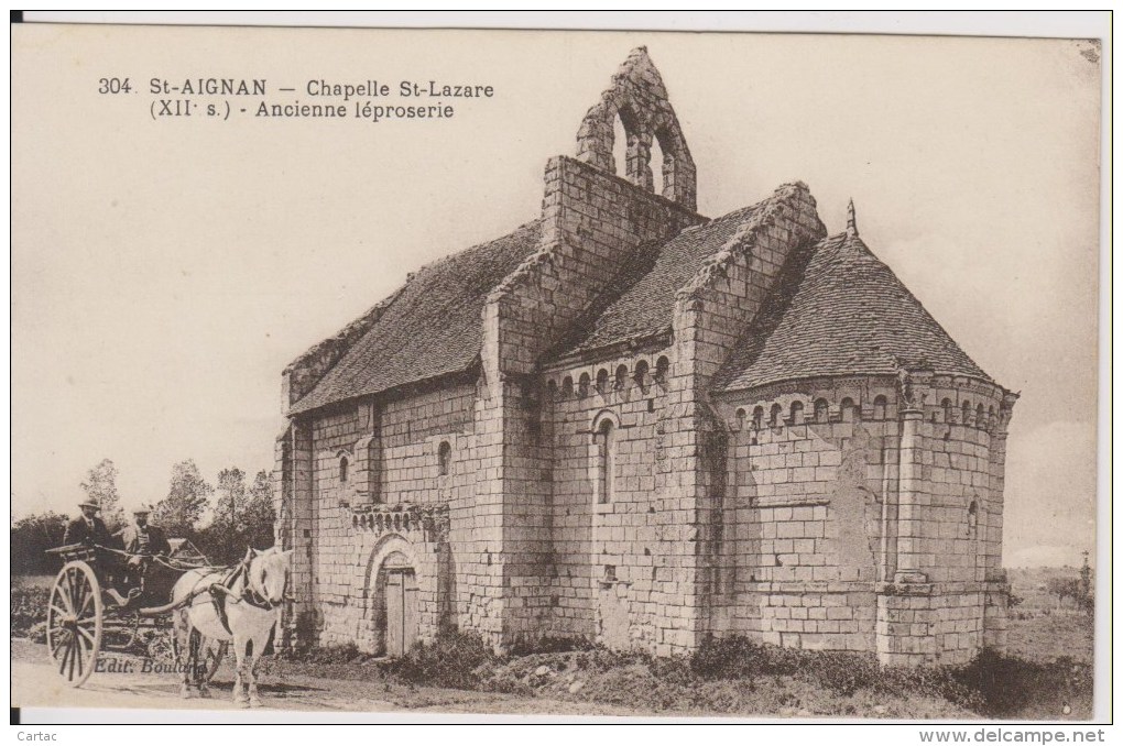 D41 - NOYERS - ST AIGNAN - CHAPELLE ST LAZARE - ANCIENNE LEPROSERIE - (CALECHE CHEVAL BLANC) - Noyers Sur Cher