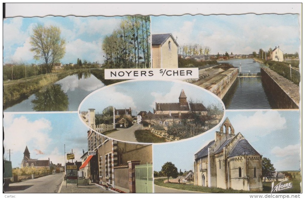 D41 - NOYERS SUR CHER - CANAL DU BERRY/UNE ECLUSE/VUE GENERALE(EN ECUSSON)/LA N.76/EGLISE/CHAPELLE ROMANE ST LAZARE - Noyers Sur Cher