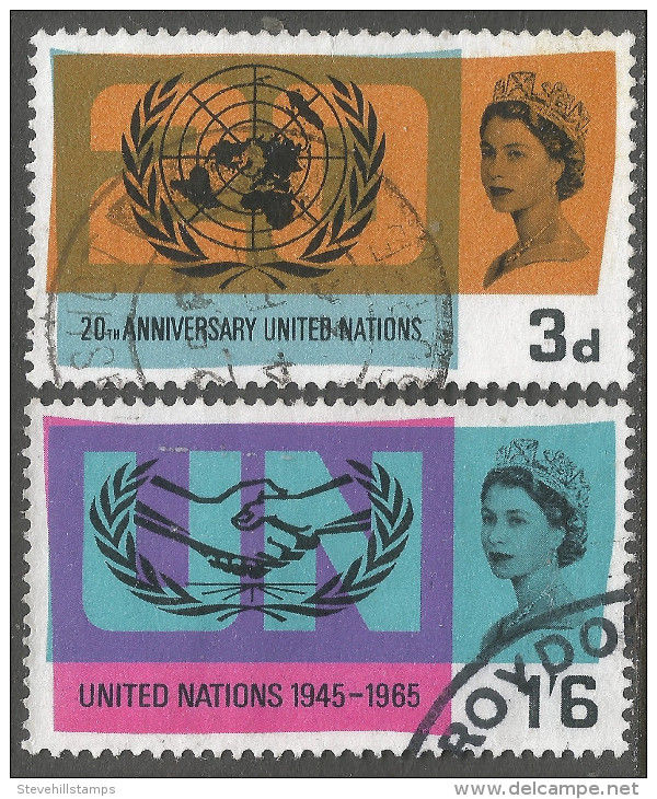 Great Britain. 1965 20th Anniv Of UNO And International Co-Operation Year. Used  Complete Set. SG 681-682 - Used Stamps