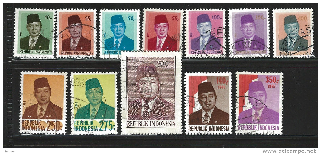 ID- INDONESIEN - KLEINES LOS - SUHARTO - 12 MARKEN  -  GESTEMPLTE MARKEN - Indonesia