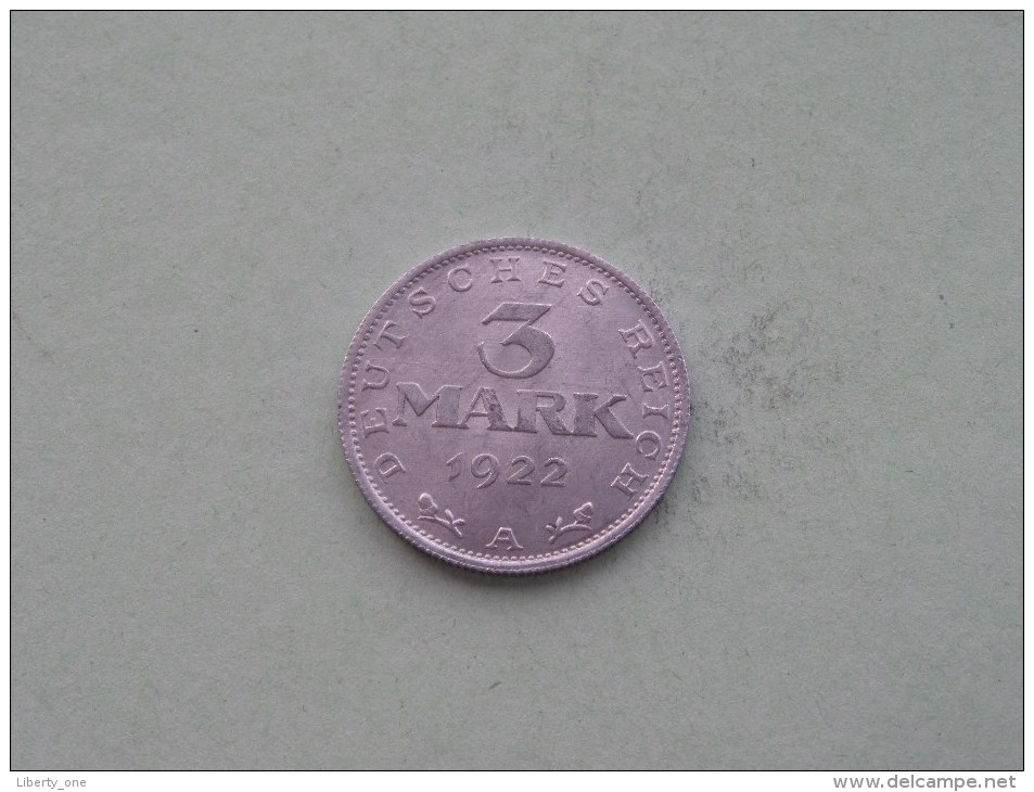 1922 A - 3 Mark / KM 28 ( For Grade , Please See Photo ) ! - 3 Mark & 3 Reichsmark