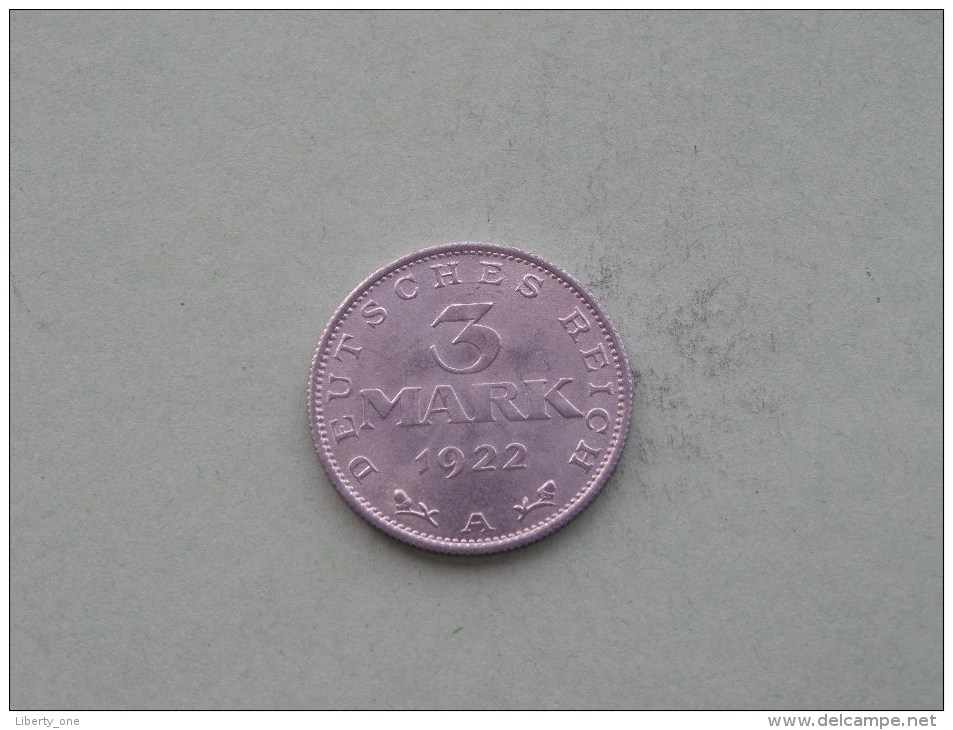 1922 A - 3 Mark / KM 28 ( For Grade , Please See Photo ) ! - 3 Mark & 3 Reichsmark