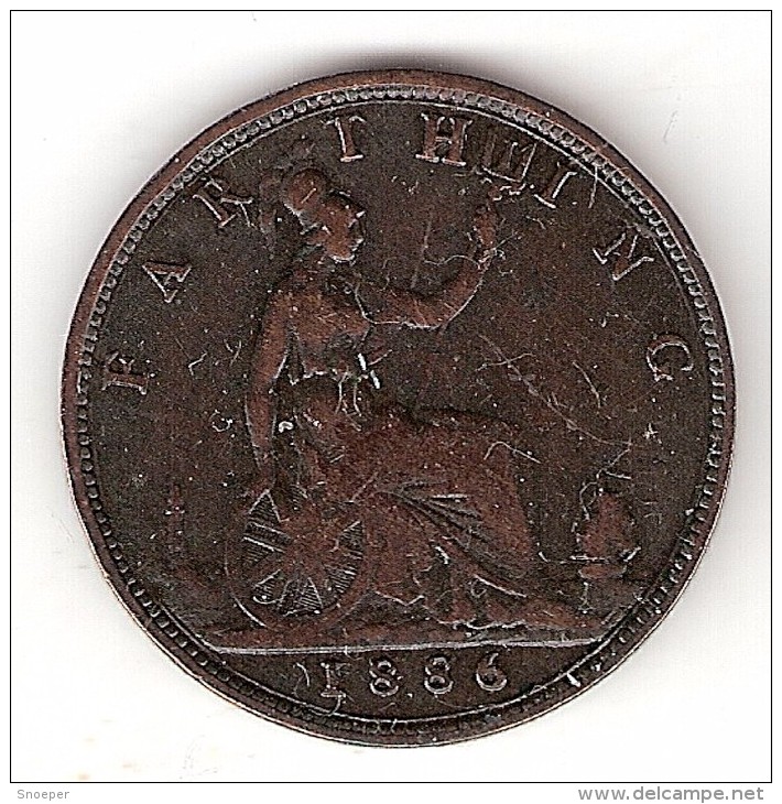 Great Britain 1 Farthing  1886  Km 753   Vf+ Catalog Val 23$ - B. 1 Farthing