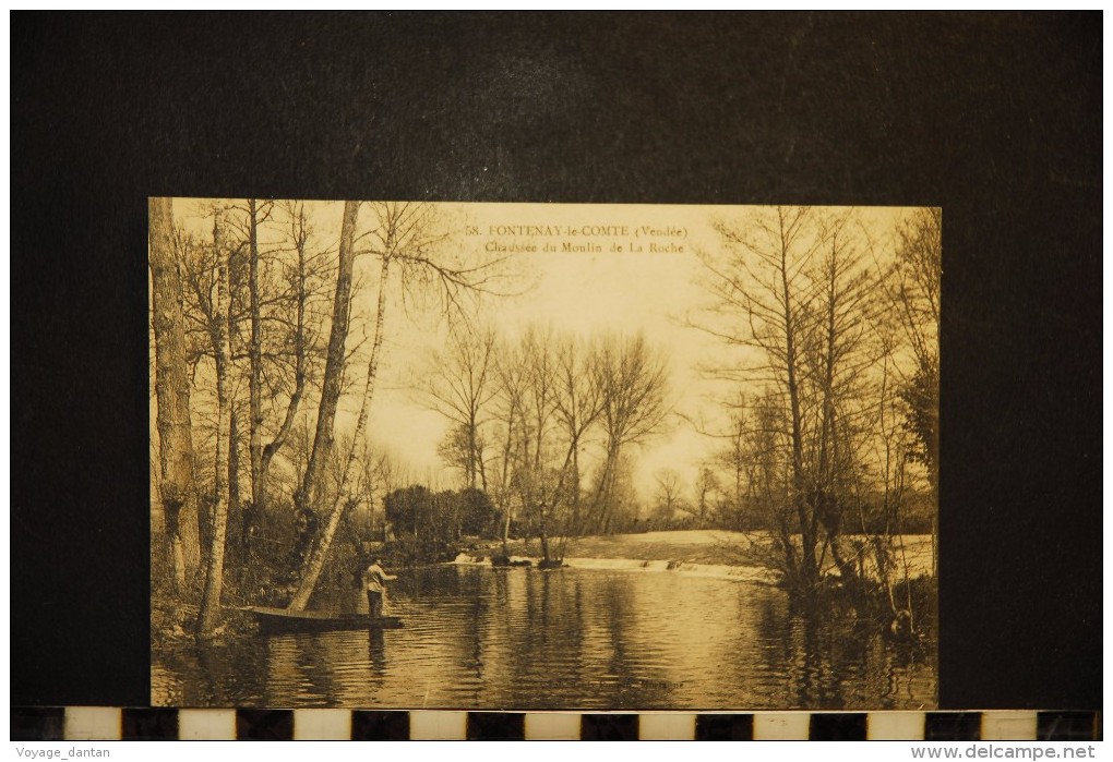 CP, 85, FONTENAY LE COMTE Chaussée Du Moulin De La Roche  N°58 Edition  Jehly Poupin Peche Et Pecheur En Barque - Fontenay Le Comte