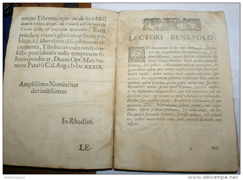ITALIA 1639 - "JOANNIS RHODII DE ACIA DISSERTATIO AD CORNELII CELSI MENTEM " - Livres Anciens