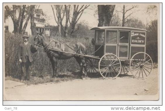 CP Originale Anglaise D´époque VOITURE A LAIT  Et Son Cocher Mr ROBILLARD Venu De GUERNESEY - Autres & Non Classés