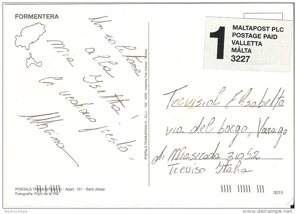 ESPAÑA  SPAGNA   FORMENTERA  Private Post Stamp  Malta - Formentera