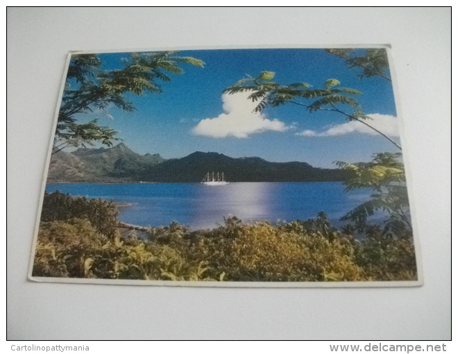 STORIA POSTALE FRANCOBOLLO COMMEMORATIVO POLINESIA FRANCESE LA PROFONDE BAIE DE MAROE A HUAHINE NAVE SHIP - Polinesia Francese