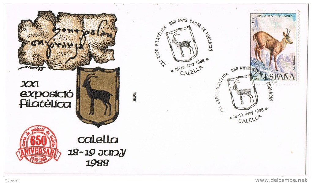 13404. Carta Exposicion CALELLA (Barcelona) 1988, Carta De Poblacion 650 Aniversario - Cartas & Documentos
