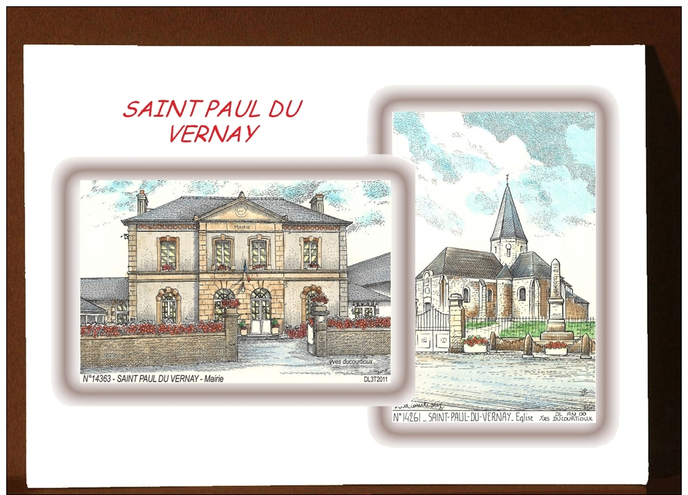 CP L 14261-14363 - CARTE POSTALE DESSIN COULEUR 2 VUES - 14 SAINT PAUL DU VERNAY - Autres & Non Classés