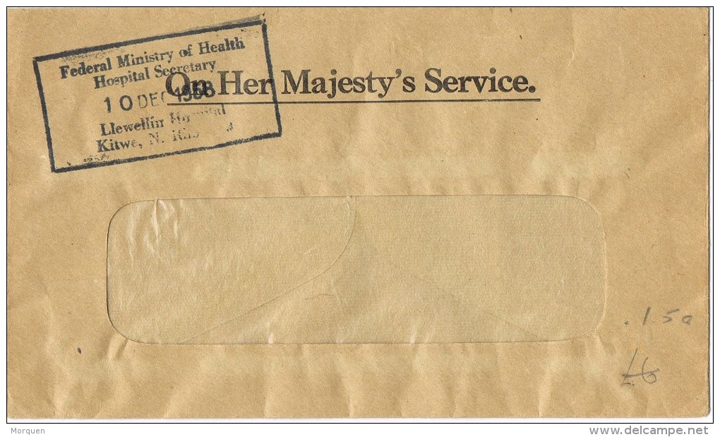 13420. Carta  KITWE (North Rhodesia) 1958. Service. On Her Majesty's Service - Northern Rhodesia (...-1963)