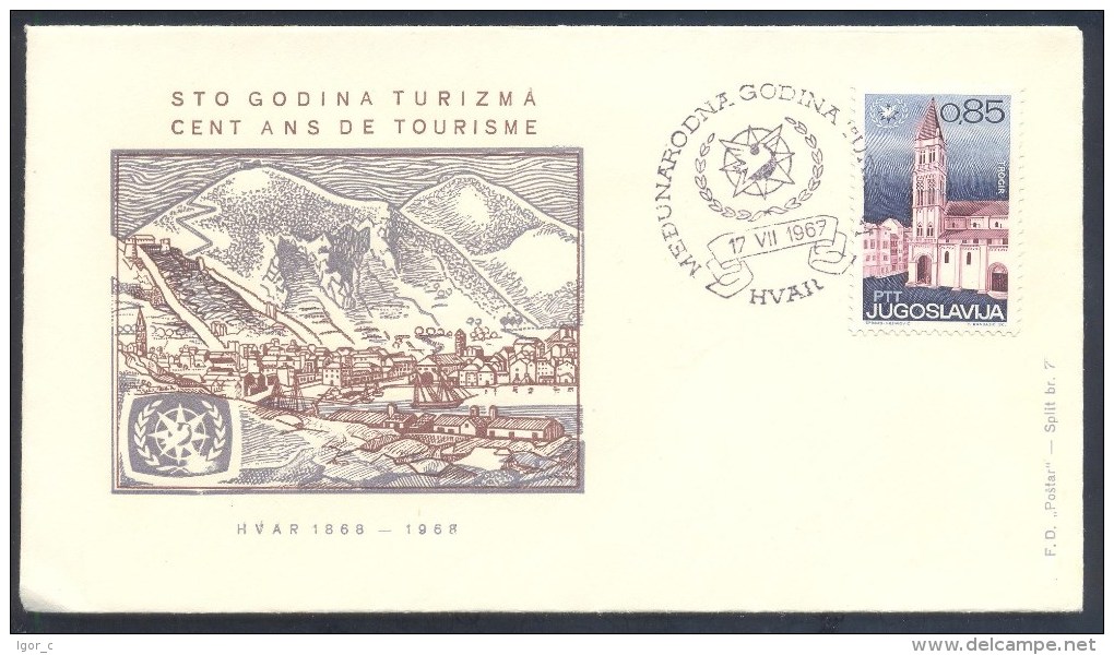 Yugoslavia 1967 Cover: Hvar - 100 Years Of Tourism; Cent Ans De Tourisme; International Year Of Tourism - Sonstige & Ohne Zuordnung