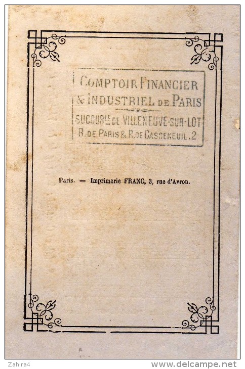 Comptoir Financier Et Industriel De  Paris - Janvier 1882 -  Livret Calendrier De 12 Pages - Kleinformat : ...-1900