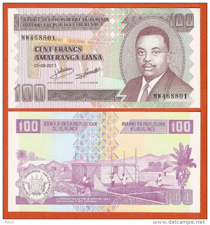 BURUNDI : 100 Francs  Del  01.09.2011  Pick 44b  FdS  UNC - Burundi