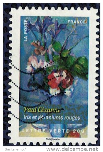 France 2015 Oblitéré Used Bouquets De Fleurs Paul Cézanne Iris Et Géraniums Rouges Y&T 1120 - Oblitérés